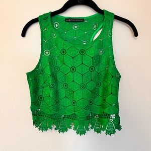 Lace Green racerback crop top